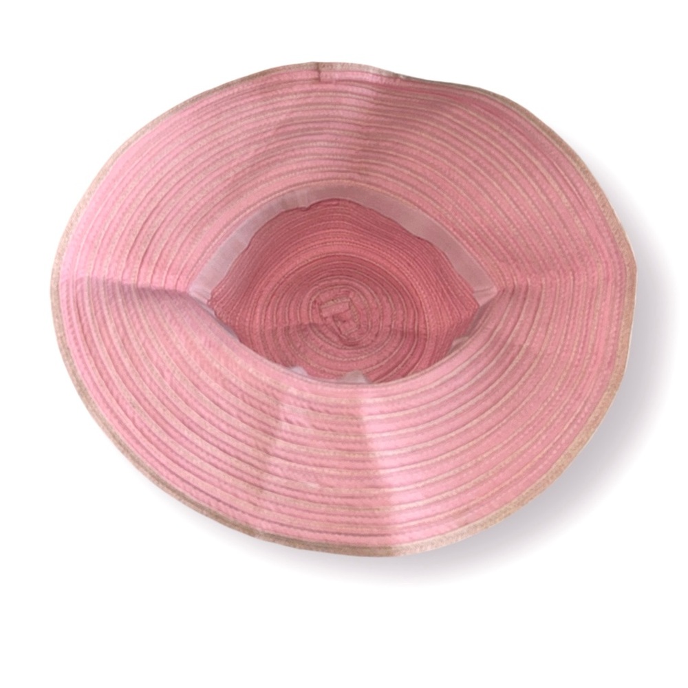 🛍️SALE🛍️ Packable Wide Brim Crotchet Bucket Sun Hat in Baby Pink - Picture 4 of 7